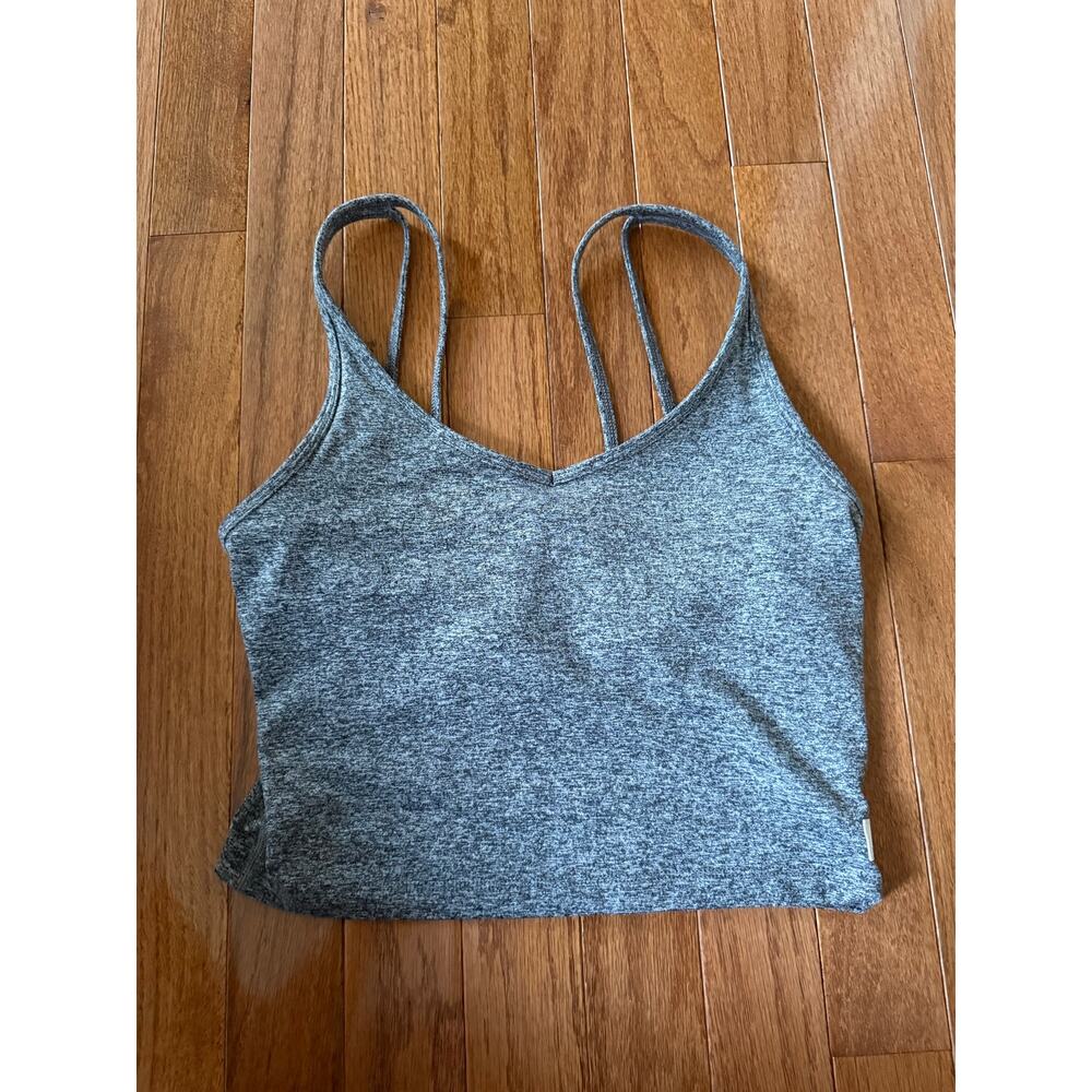 Vuori | Heather Gray Halo Cropped Tank Top NO PADDING Casual Athlesuire Sz S - Picture 3 of 7